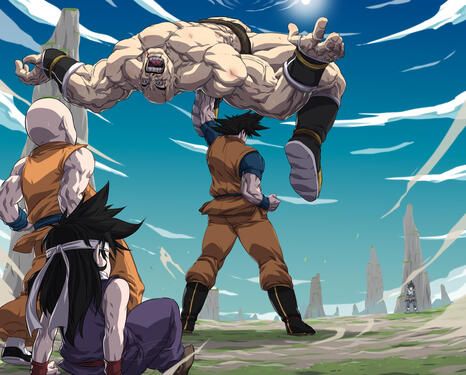 5 Character illustration with background.