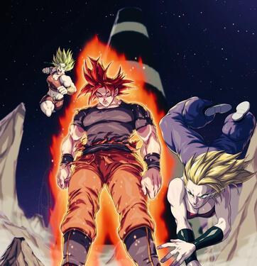 3 Character illustration with background.
